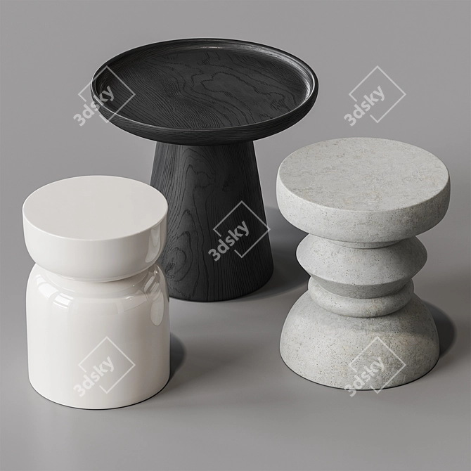 Modern Teak Side Table Hosts 3D model image 4