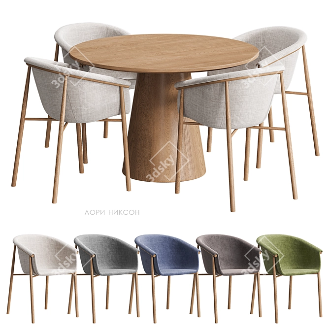 Scandinavian Dining Table Set 3D model image 1