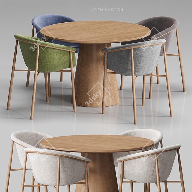 Scandinavian Dining Table Set 3D model image 2