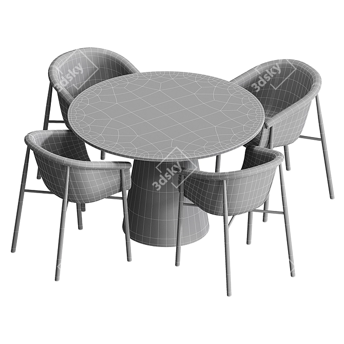 Scandinavian Dining Table Set 3D model image 5