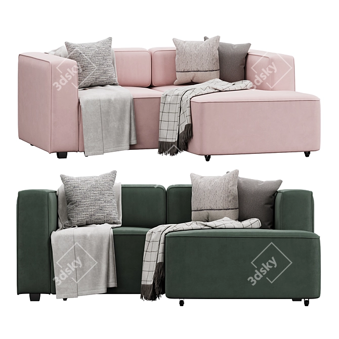 Aront Mini Corner Sofa, Various Materials 3D model image 2