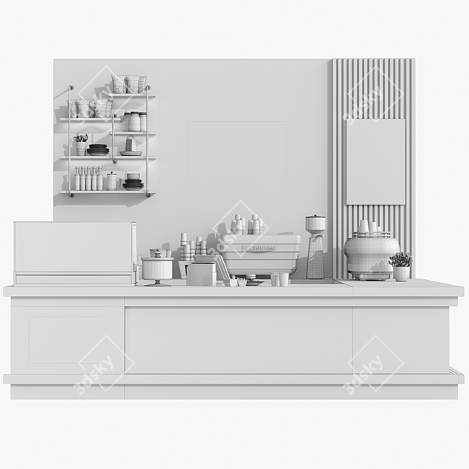 Designer Coffee Point Display with Desserts 3D model image 2