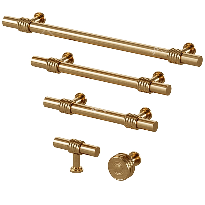 Brass Grove Handles & Knobs 3D model image 4