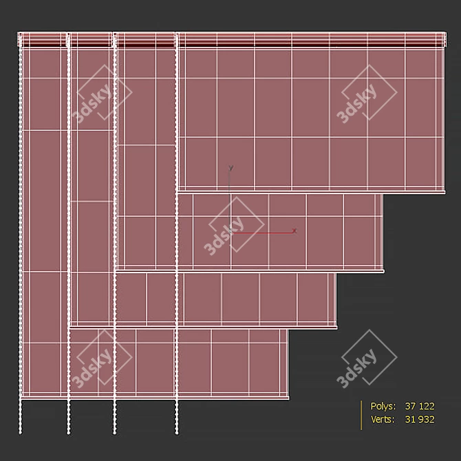 Window Roller Blinds Curtain 3D model image 2