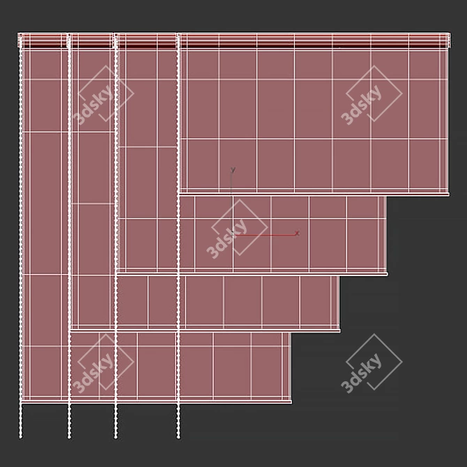 Window Roller Blinds Curtain 3D model image 3