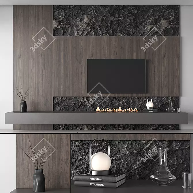 Modern Living Room TV Set 3D model image 1