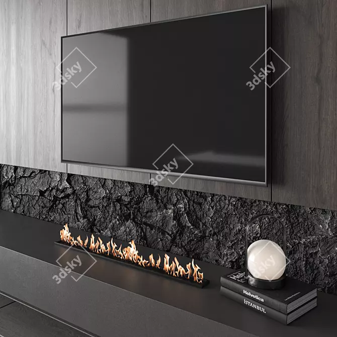 Modern Living Room TV Set 3D model image 2