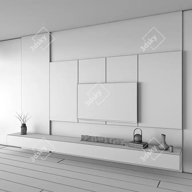 Modern Living Room TV Set 3D model image 6