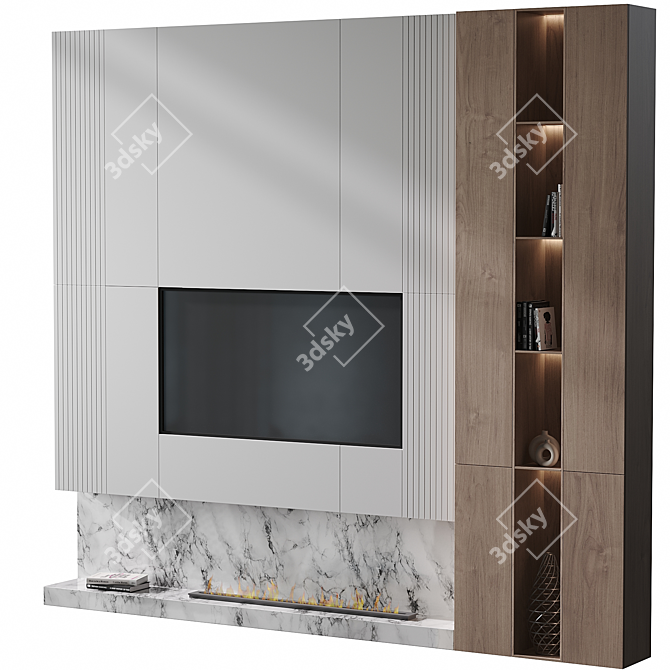 Modern TV Wall Set 016 3D model image 2