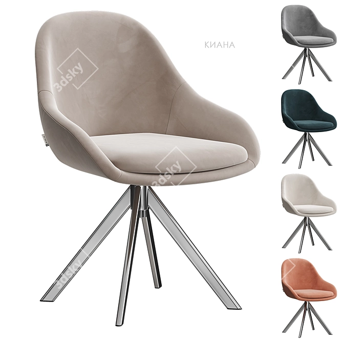 Kiana Beige Velvet Office Chair 3D model image 4