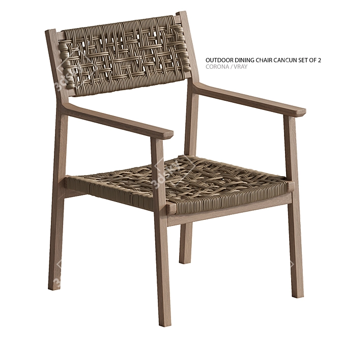 Cancun Outdoor Dining Chair Pair 3D model image 1