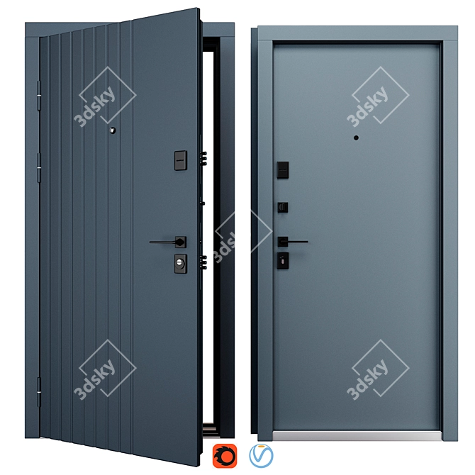 Delica Metal Entry Door Set 3D model image 1