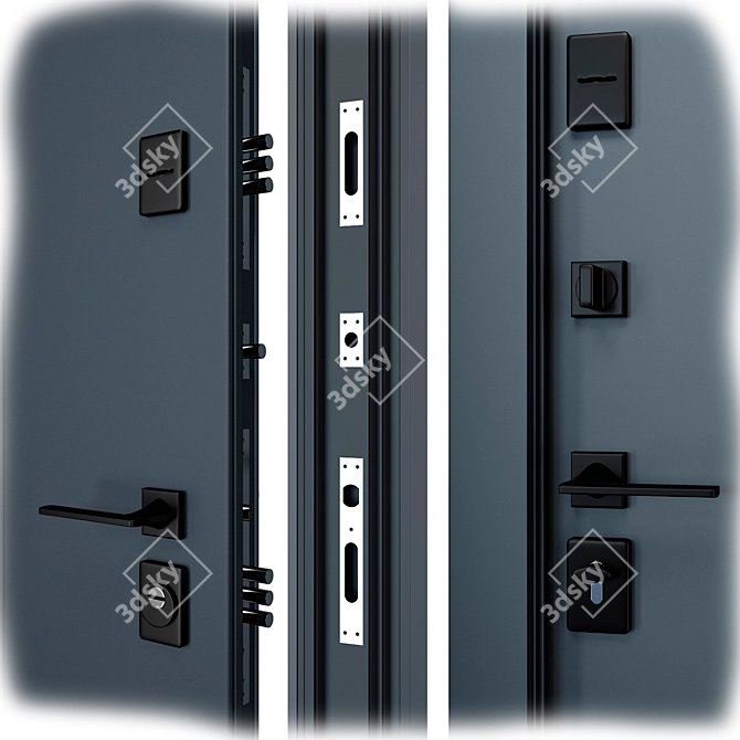 Delica Metal Entry Door Set 3D model image 2