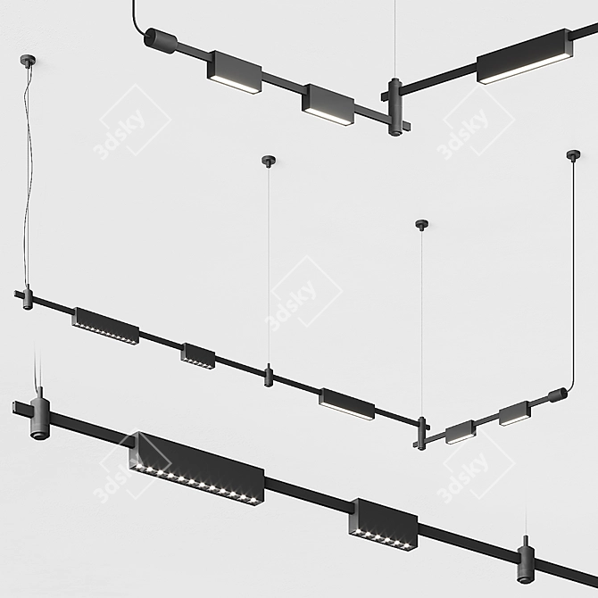 Esthetic Magnetic Multi-Level Lighting System 3D model image 1