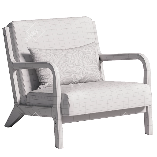  Nordic Wood Armchair - Elegant Scandinavian Design 3D model image 2