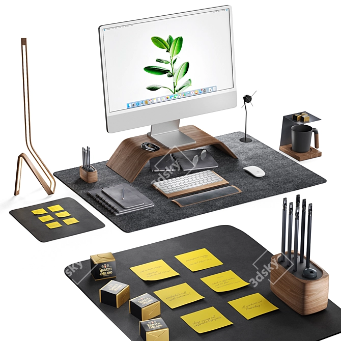 Modern Apple Workstation Set 3D model image 1