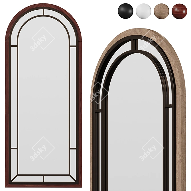 Elegant Segment Accent Mirror 3D model image 1