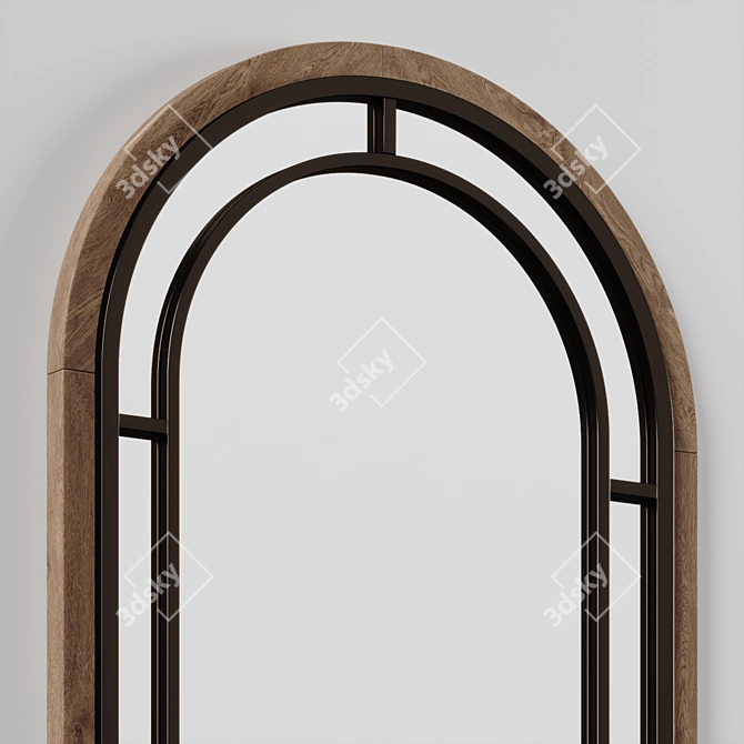 Elegant Segment Accent Mirror 3D model image 2