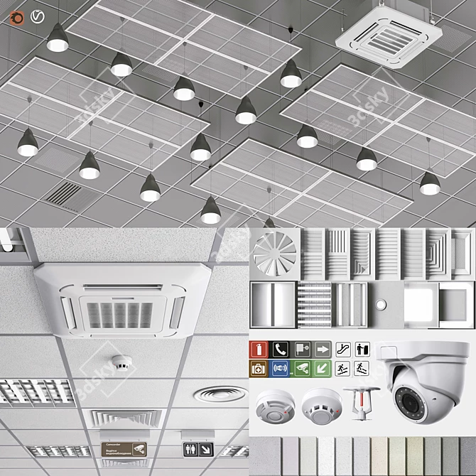 Armstrong Ceiling System Set 3D model image 1