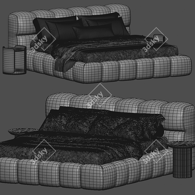 Luxury Boucle Bed Frame Homeatelier 3D model image 7