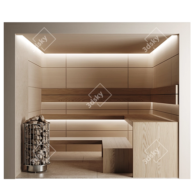 Modern Home Sauna Set, L250xW250xH220cm 3D model image 2