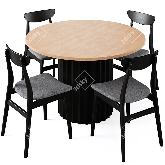 Luther Round Dining Table Set 3D model image 7