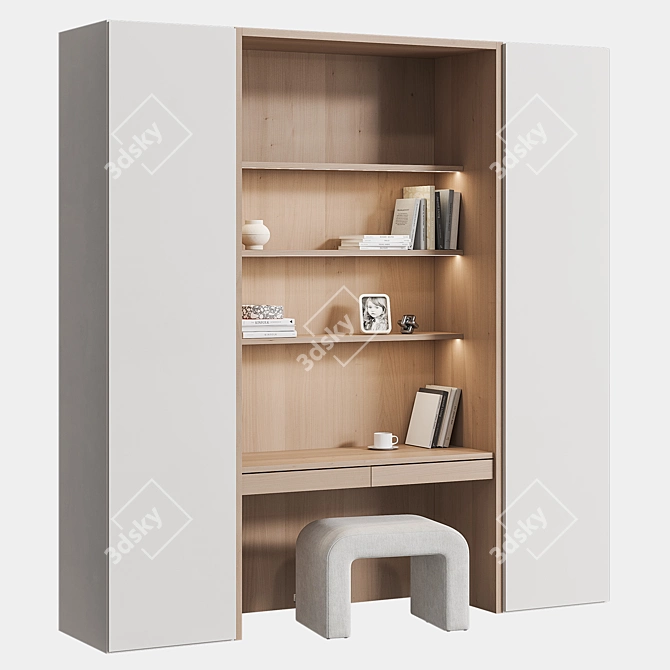 Modern Hanging Workstation with Storage 3D model image 3
