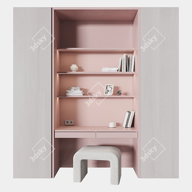 Modern Hanging Workstation with Storage 3D model image 4