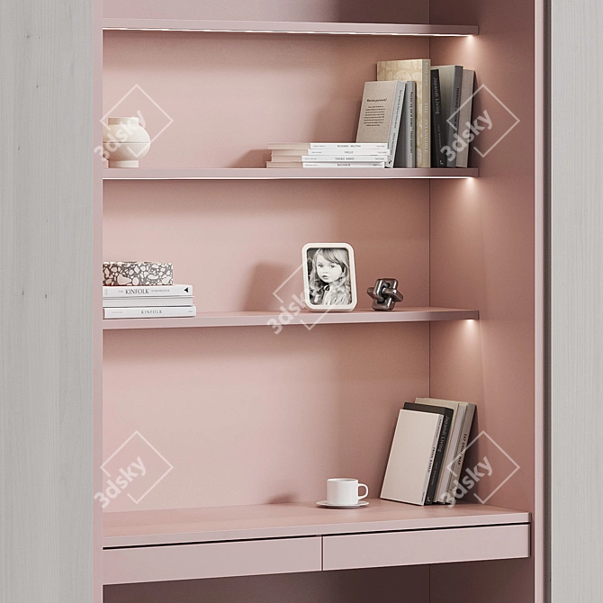 Modern Hanging Workstation with Storage 3D model image 6