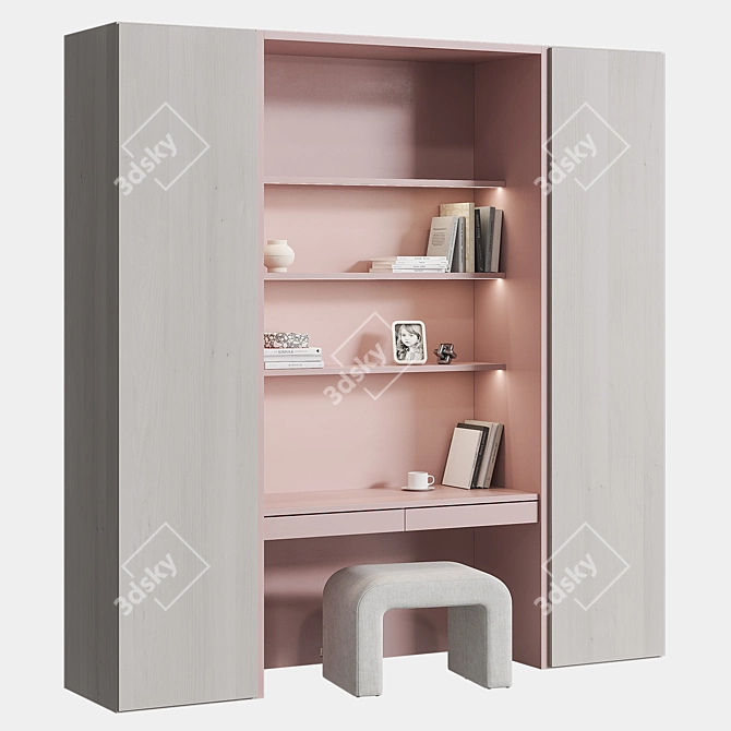 Modern Hanging Workstation with Storage 3D model image 7