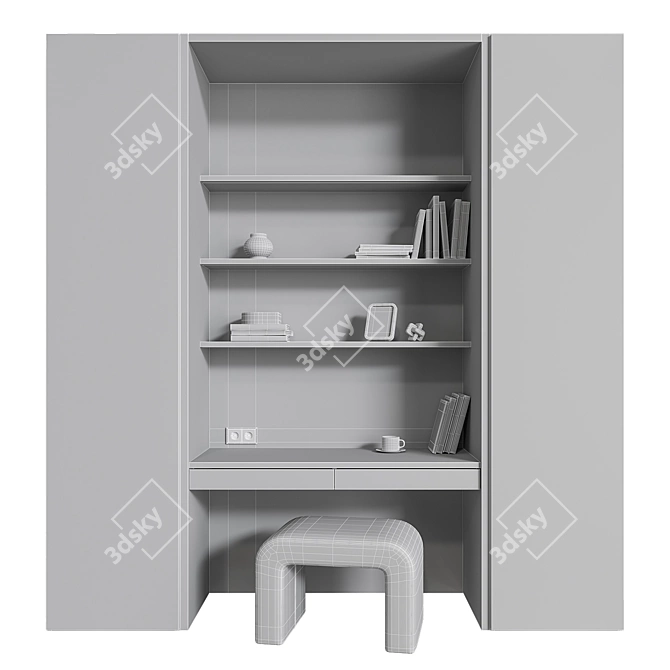 Modern Hanging Workstation with Storage 3D model image 2