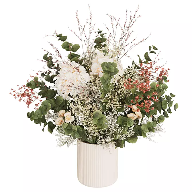 Eucalyptus Bouquet with White Roses 3D model image 5