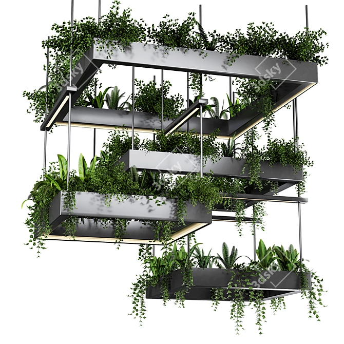 High-Quality Hanging Plant Set 3D model image 1