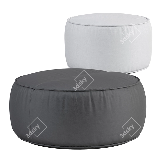 Modern Ottoman Set with 2 Stools 3D model image 2