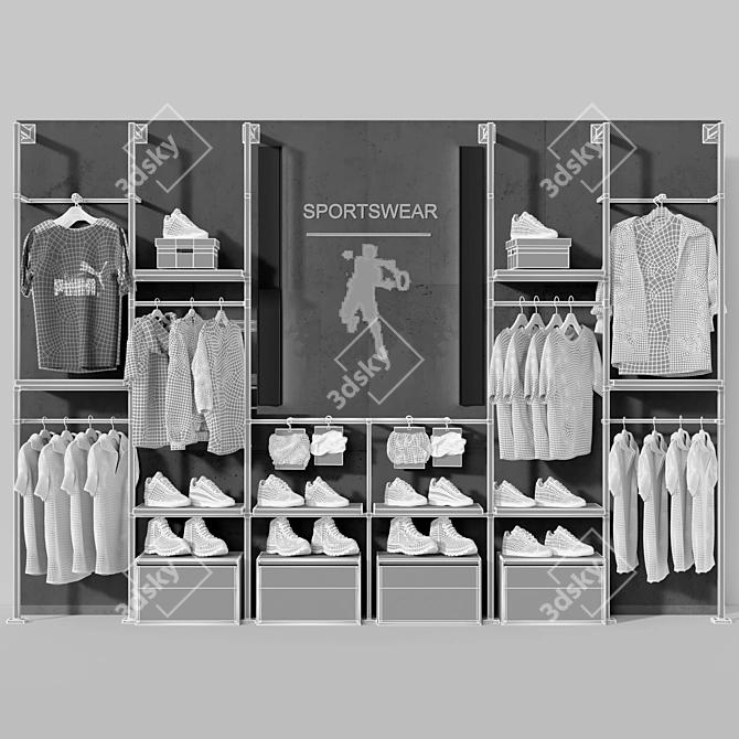 Sportswear & Footwear Retail Display Stand 3D model image 3