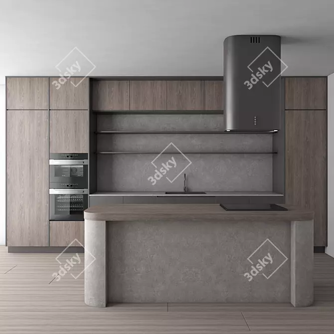 Wooden Cabinet Set 3DS Max 3D model image 1