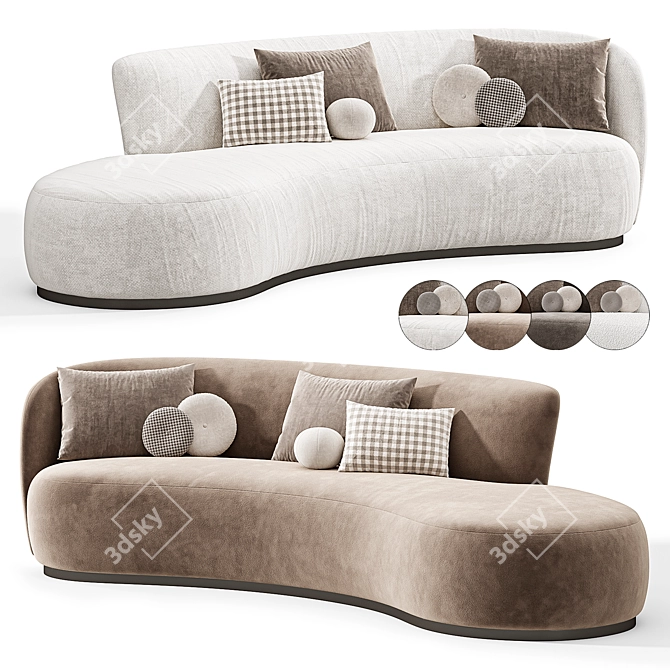  Modern Asymmetrical Copenhagen Sofa 3D model image 1