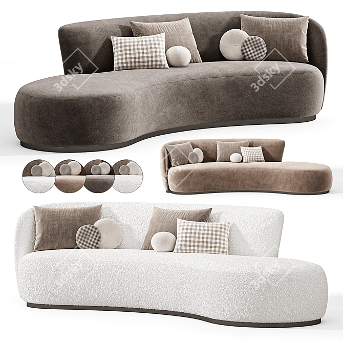  Modern Asymmetrical Copenhagen Sofa 3D model image 2