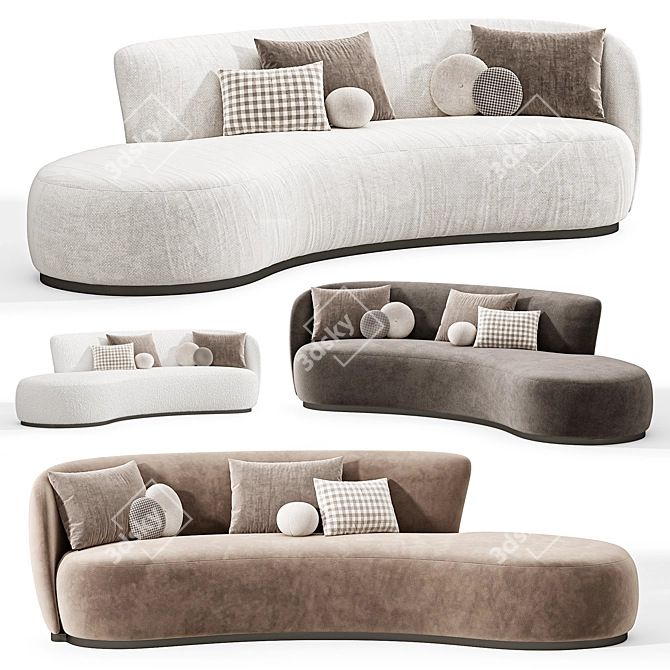  Modern Asymmetrical Copenhagen Sofa 3D model image 5