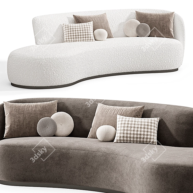  Modern Asymmetrical Copenhagen Sofa 3D model image 6