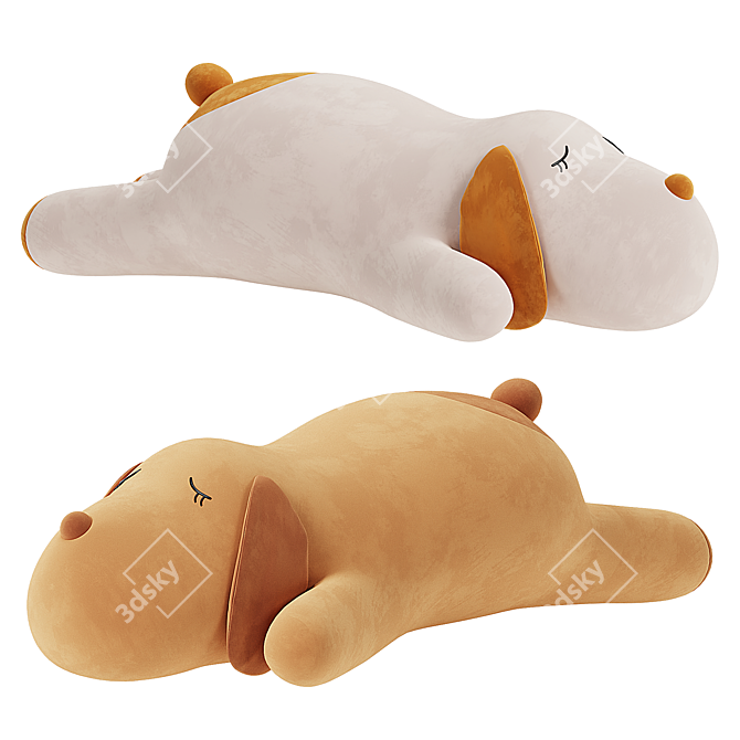 Snuggly Sleeping Dog Plush Toy 3D model image 1