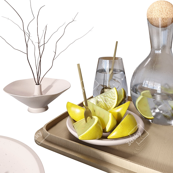 Decorative Lemon and Nut Set 3D model image 2