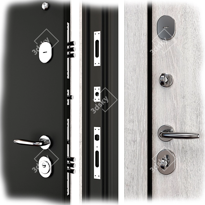 Modern Panorama Metal Entry Door 3D model image 2