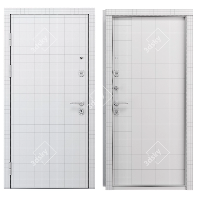 Modern Panorama Metal Entry Door 3D model image 4