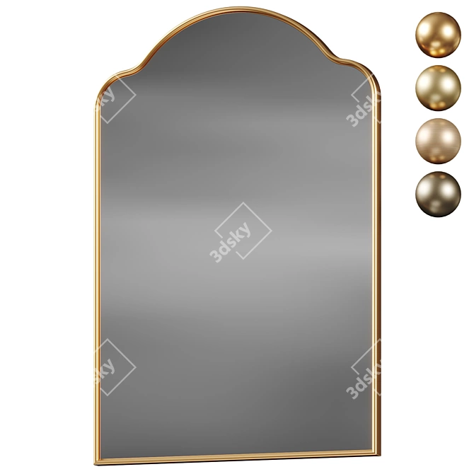 Elegant Arched Brass Mirror 3D model image 1