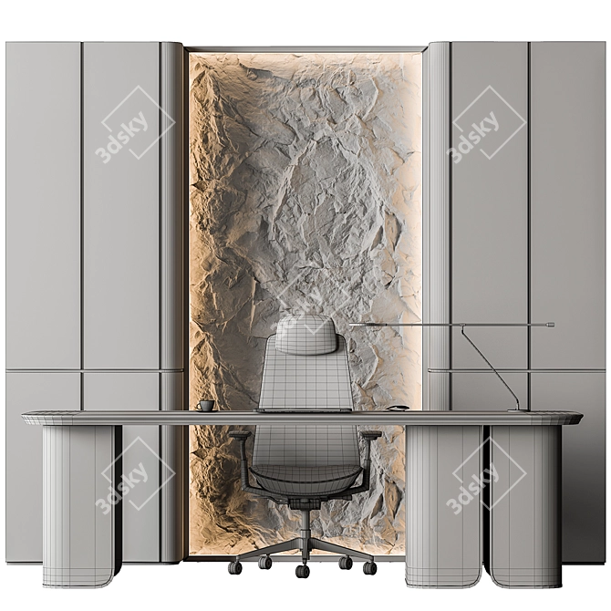 Executive Office Desk - 593 3D model image 3
