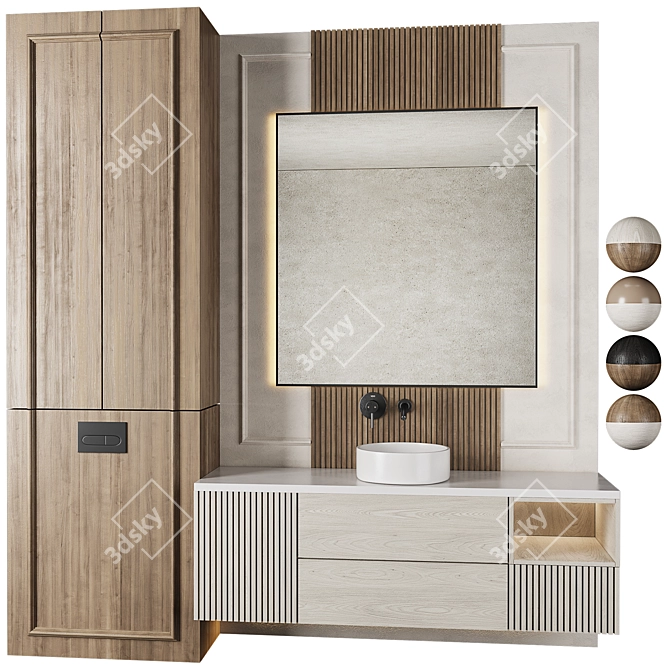 Modern Bathroom Furniture Set 12 3D model image 4