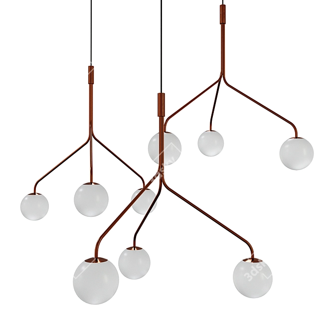 Zero Curve Cluster Chandelier 3D model image 1