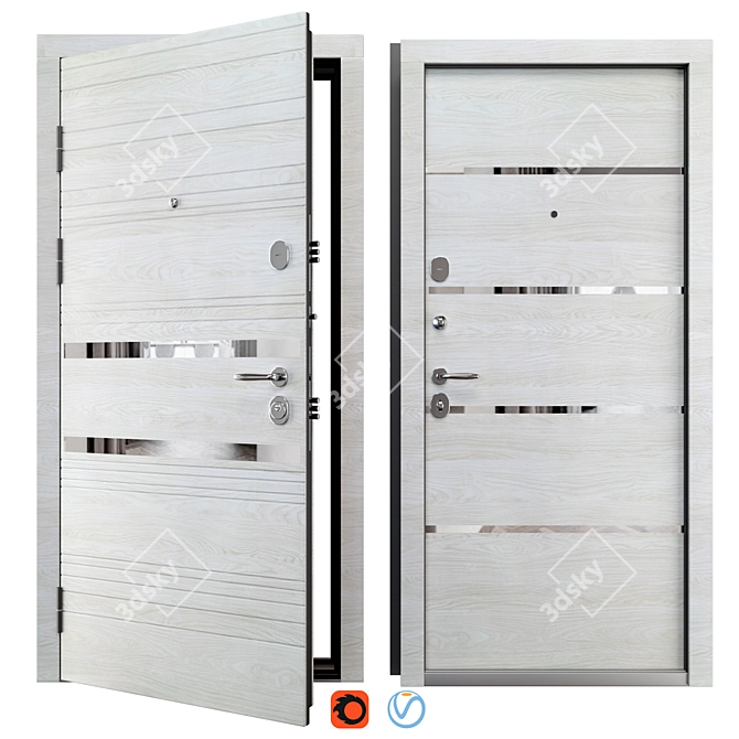 High-Security Metal Entry Door 3D model image 1