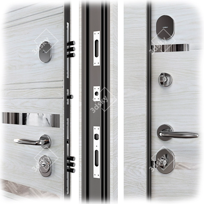 High-Security Metal Entry Door 3D model image 2